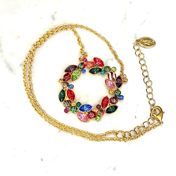 Miriam Haskell Necklace Holiday Collection Circle of Jewels Rhinestone Wreath - Picture 2 of 8
